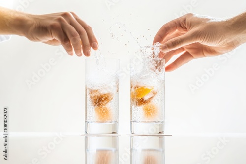 Minimalist Culinary Art - Chef Hands Preparing Refreshing Citrus Beverage