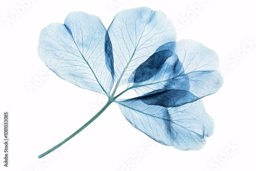 Blue Leaf Skeleton: A Delicate and Abstract Botanical Image