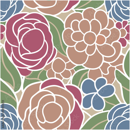 Pattern of seamless flowers. Abstract colorful flowers background. style for banners, wallpaper, posters, websites, online shopping.Vector illustration design.