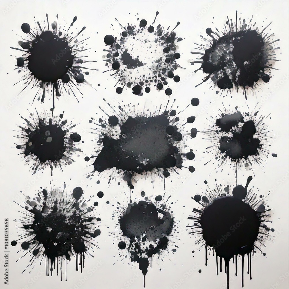 Set of ink blots. isolated on white background Set of ink blots. isolated on white background
