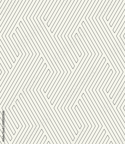 Seamless pattern with geometric waves. Endless stylish texture. Ripple monochrome background. Linear weaved grid. Thin interlaced swatch.