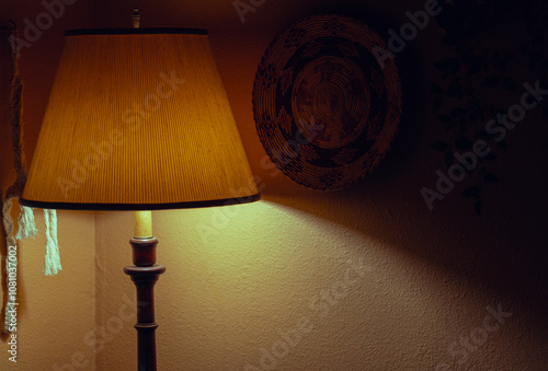 Cozy Ambient Lighting in Rustic Interior with Warm Tones