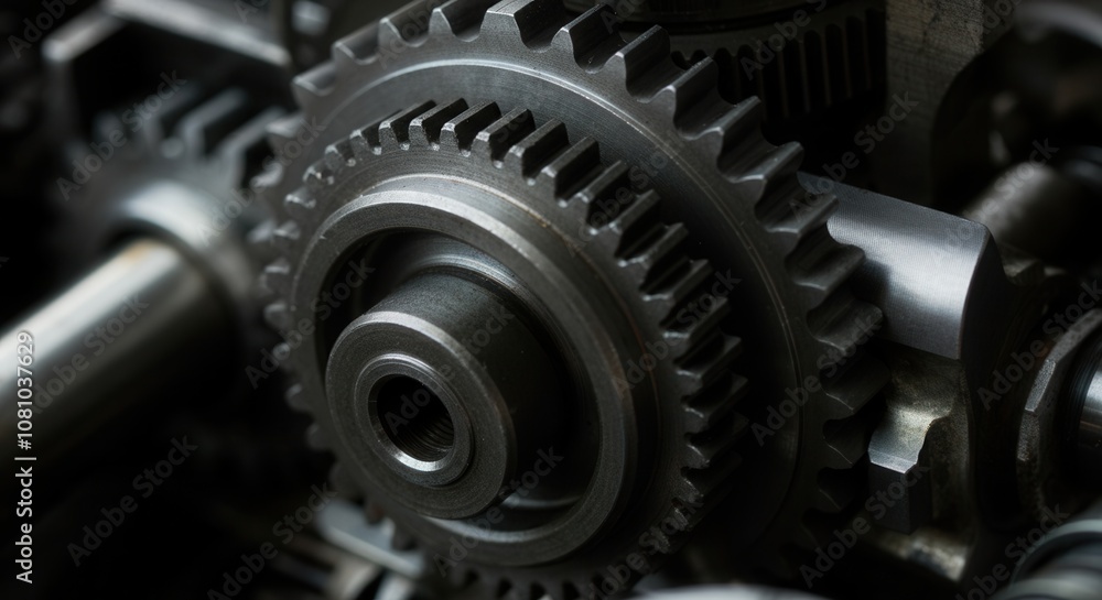 Close-up detail of industrial machine gears cogs Close-up detail of industrial machine gears cogs