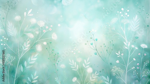 Delicate floral background with soft pastel flowers and green foliage in a dreamy setting. Gentle spring always