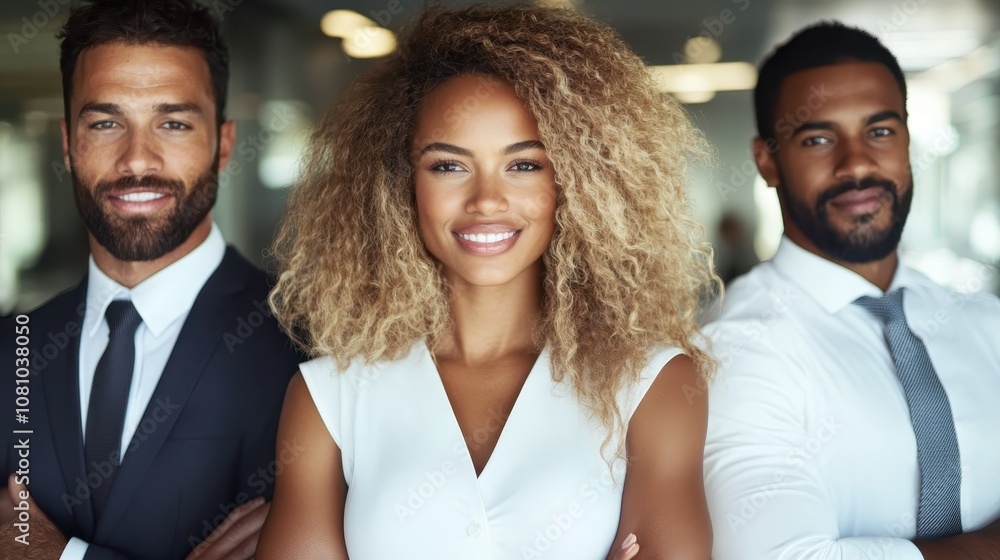 A group of diverse, confident professionals smiling in a modern office, symbolizing teamwork and success amidst a sleek, professional environment. A group of diverse, confident professionals smiling in a modern office, symbolizing teamwork and success amidst a sleek, professional environment.
