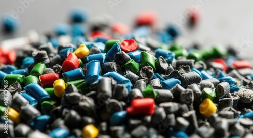 Obraz na płótnie Close-up view of colorful plastic granules for recycling w salonie