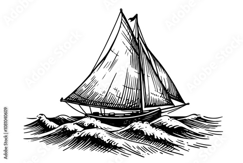 yacht sail sailboat water boat ship, sea vector icon set