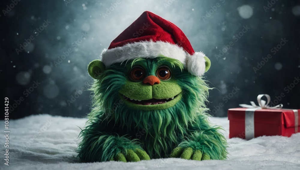 green monster in santa claus hat green monster in santa claus hat