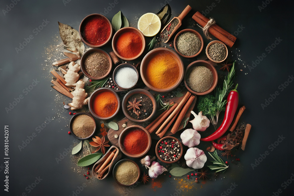 Spice Bowls on Table AI generated Spice Bowls on Table AI generated