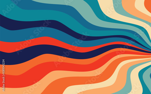  abstract wave pattern in warm and cool tones. retro, vintage aesthetic design