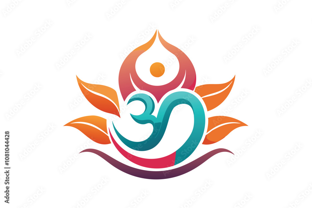 The logo displays a unique spiritual symbol with colorful elements and modern design appeal, A contemporary logo featuring the symbol of the Om mantra The logo displays a unique spiritual symbol with colorful elements and modern design appeal, A contemporary logo featuring the symbol of the Om mantra