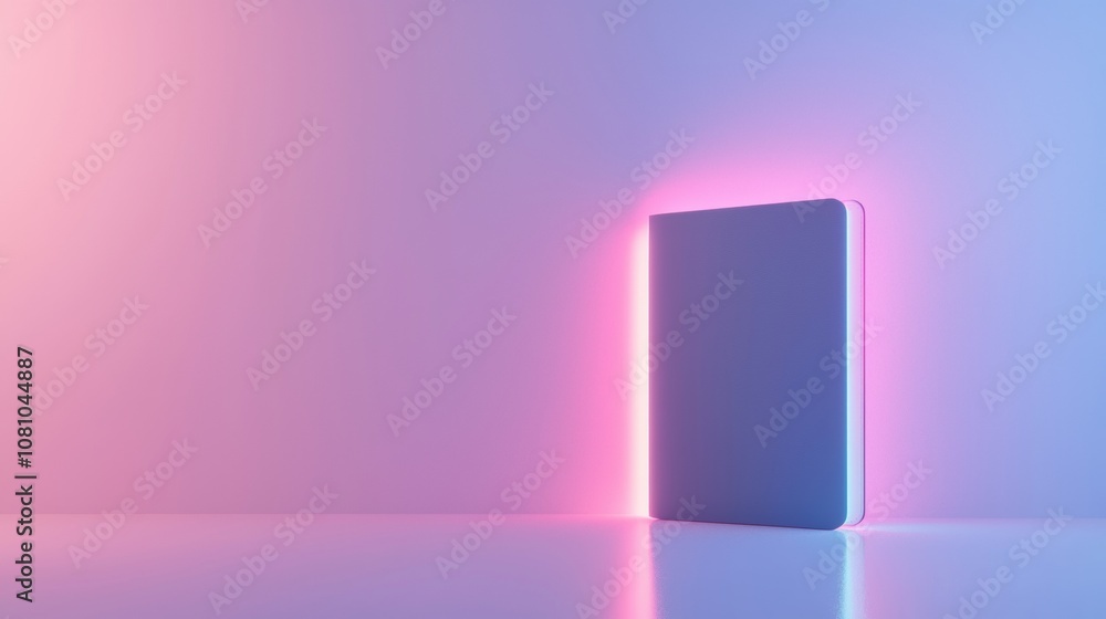 A book is sitting on a table in front of a wall A book is sitting on a table in front of a wall
