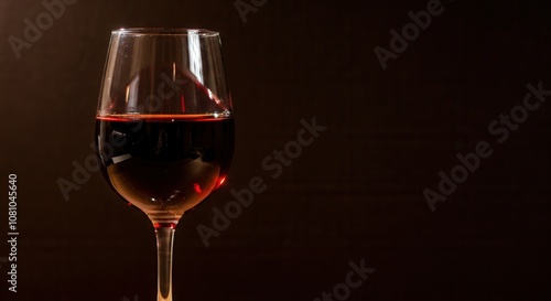 Elegant red wine in glass dark background