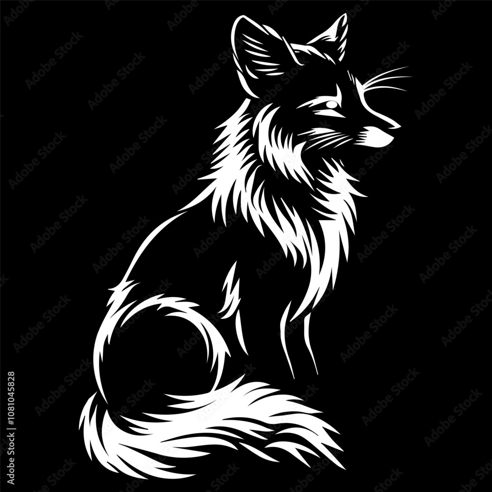 Fototapeta premium A Fox Silhouette Vector Illustration