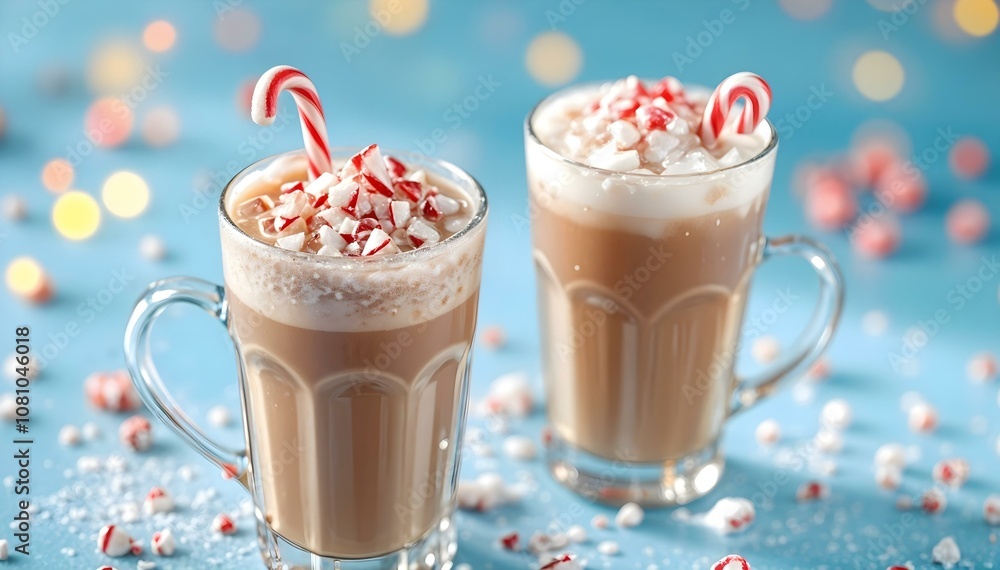 Winter, Christmas drink. Coffee with cream, marshmallows and cinnamon. New Year's drinks Winter, Christmas drink. Coffee with cream, marshmallows and cinnamon. New Year's drinks
