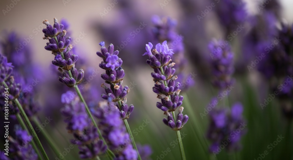 Lavender field in full bloom with vibrant colors Lavender field in full bloom with vibrant colors