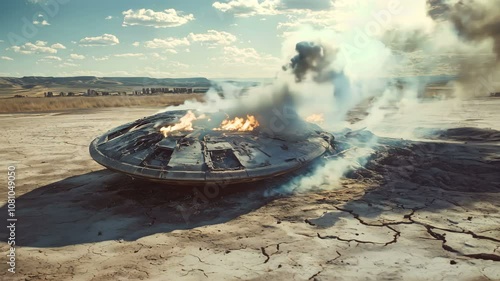 A Crashed UFO in a Breathtaking Desert Landscape An Unbelievable and Mysterious Encounter Awaits You