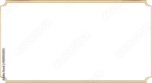 Rectangle vintage gold frame isolated on transparent background