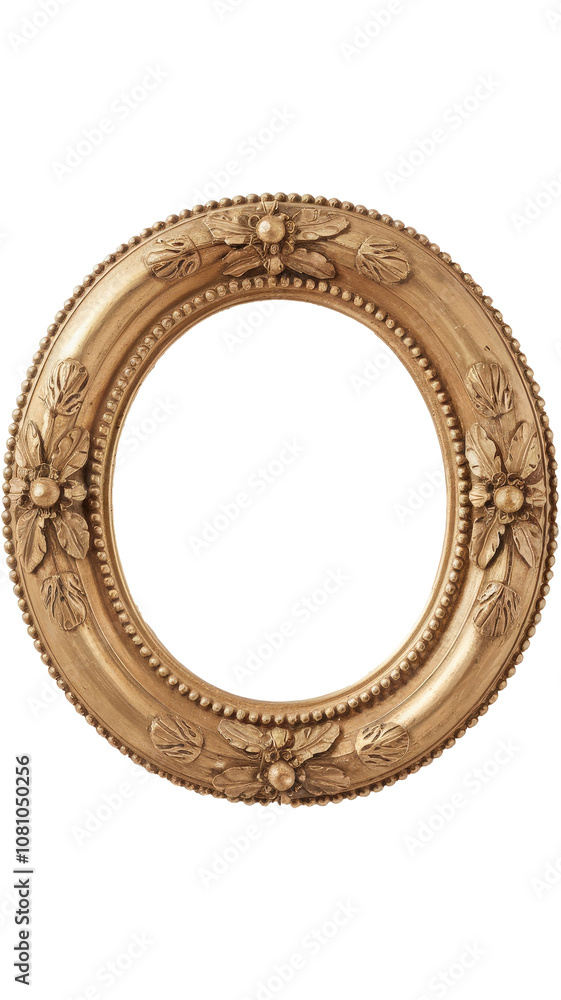 Obraz premium Classic Rectangular Gold Frame Isolated on Transparent Background