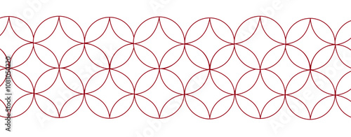 Chinese circle traditional element, seamless horizontal border pattern. Template for cards, invitations, books, for textiles, engraving, wooden furniture, forging, etc vector illustration