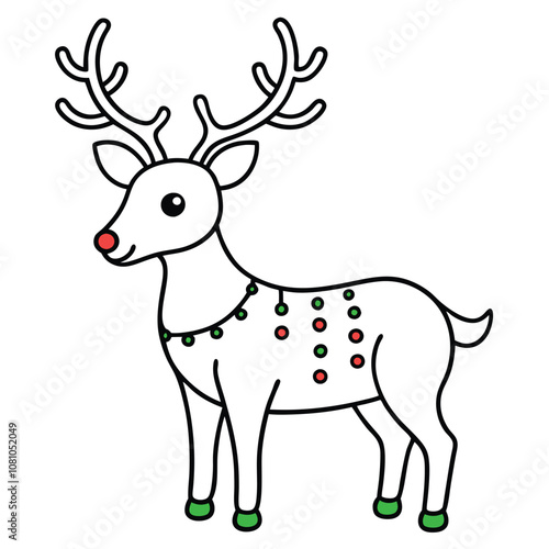 Festive Rudolph the Red-Nosed Reindeer Illustration, joyful and playful holiday design