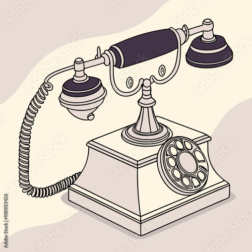 retro telephone on a white