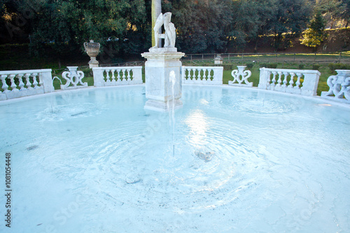 Frozen fountain in Parco dell'Ombrellino - Frascati, Rome, Italy photo