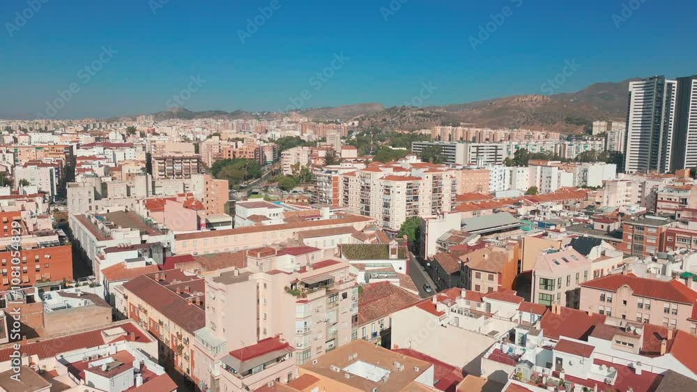 Aerial view of buildings and neighborhoods in Malaga, Spain Aerial view of buildings and neighborhoods in Malaga, Spain