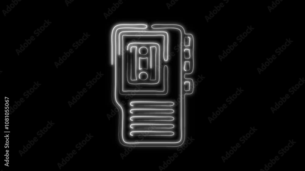 Glowing Voice Recorder Icon and Symbol in HD Video Neon Animation on Black Background Glowing Voice Recorder Icon and Symbol in HD Video Neon Animation on Black Background