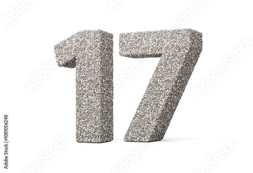 Wallpaper Mural Number Seventeen 17 Digit Made Of Rock Fragments Or Gravels On White Background 3d Illustration Torontodigital.ca