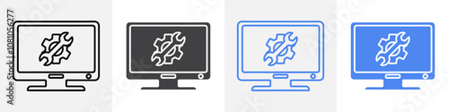 monitor repair icon Group symbol or sign vector