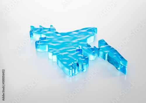 Water Ice Map of Bangladesh global warming melting glacier in deep blue water 3d illustration photo