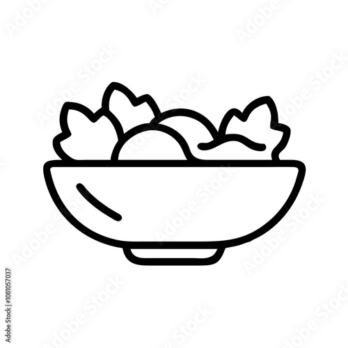 Salad bowl icon with leafy greens