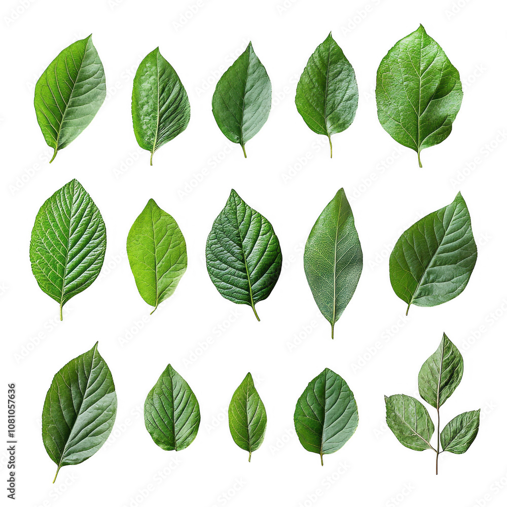 A Set Of green leaves Isolated On Transparent Background A Set Of green leaves Isolated On Transparent Background