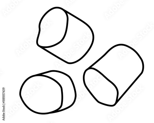 Marshmallows - vector linear picture for coloring. Outline. Marshmallows - sweets - element for coloring book.