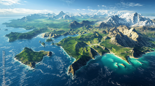 Wallpaper Mural Majestic Mountains Majestically Rise Above the Ocean Depths at Dawn Torontodigital.ca