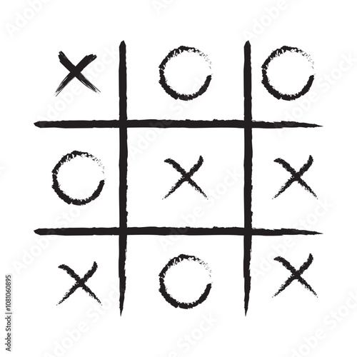A tic-tac-toe game. X-O board game for children. Zero and win. Play tic-tac-toe.