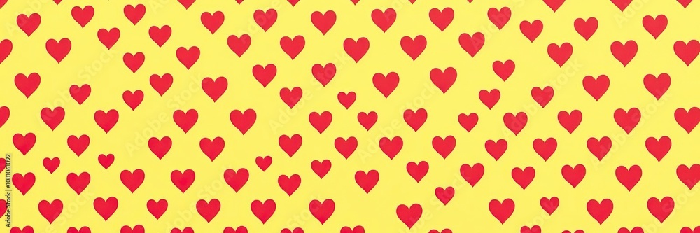 Red heart pattern on a bright yellow background perfect for Valentine's Day or love-themed designs, backdrop, background, textured Red heart pattern on a bright yellow background perfect for Valentine's Day or love-themed designs, backdrop, background, textured