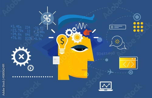 Entrepreneur - Inside Investor's Mind  - Business Ideas - Stock Illustration