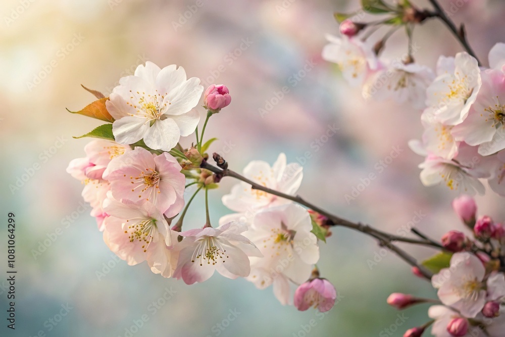Soft pastel hues of springtime bloom on a delicate floral background with intricate details and gentle color gradations, blooming, botanical Soft pastel hues of springtime bloom on a delicate floral background with intricate details and gentle color gradations, blooming, botanical