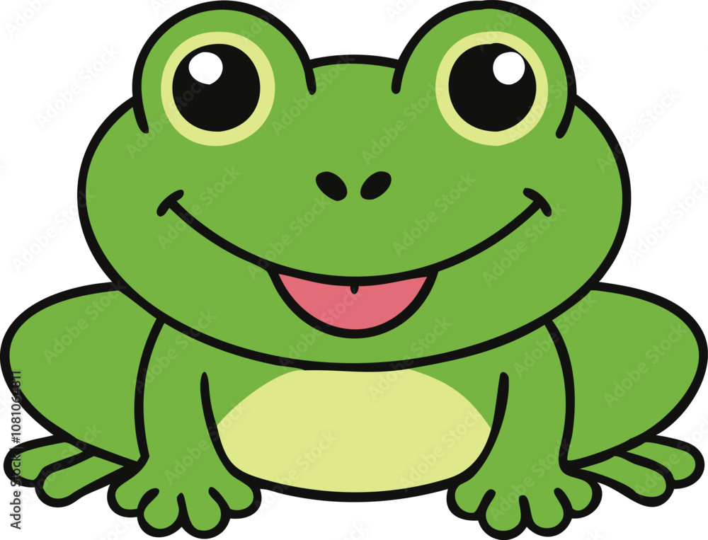 Naklejka premium baby frog smiling vector illustration.