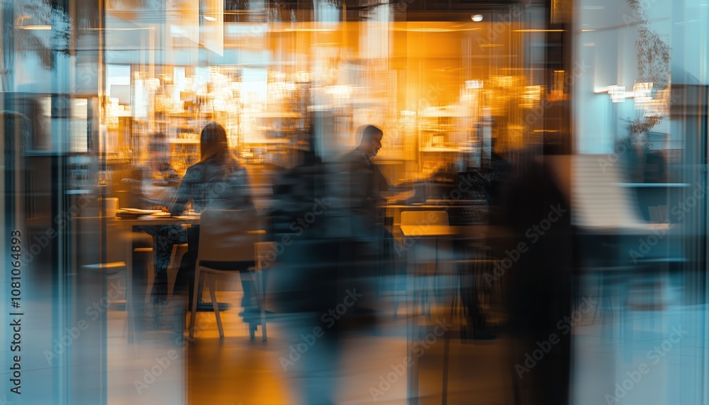 Blurred Lines: Business Team Meeting At Office Behind Glass Wall In Collaboration With People And Corporate Work. Blurred Lines: Business Team Meeting At Office Behind Glass Wall In Collaboration With People And Corporate Work.