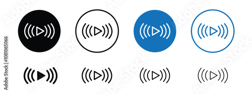 Set of 8 "live streaming" icons, 1 unexpanded, 1 silhouette - Live streaming icon symbolizing real-time broadcasting video streaming n online events perfect for media & entertainment platforms