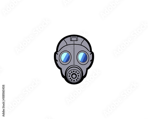 Vector illustration of cartoon gas mask on white background