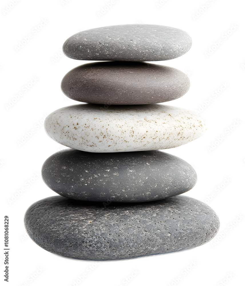 Fototapeta premium Stack of zen stones isolated on a white background