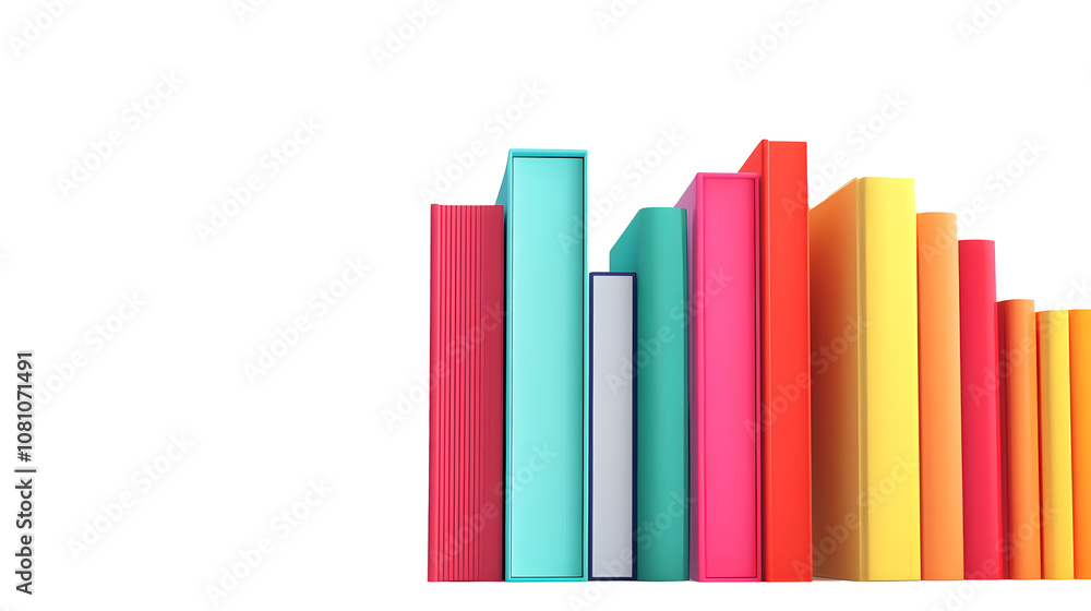 Stalk of colored study books on a transparent background. isolated background. Stalk of colored study books on a transparent background. isolated background.