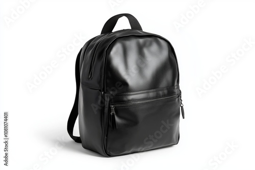 mockup black school backpack, white background, Ai generated Images 