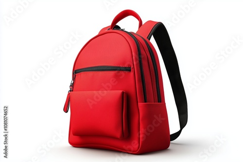 mockup red school backpack, white background, Ai generated Images  photo