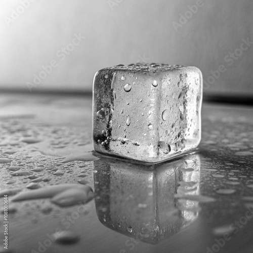 onw ice cubes on background. photo