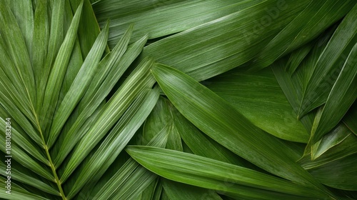 An assortment of lush green leaves overlapping to form a vivid tapestry of natural beauty, showcasing a diverse range of leaf shapes and textures. photo